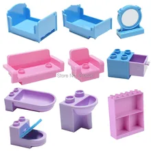 Girls Bedroom Building Blocks Parts DIY Toys Bed Sofa Mirror Phone Meat Corn Cemera Accessories Compatible