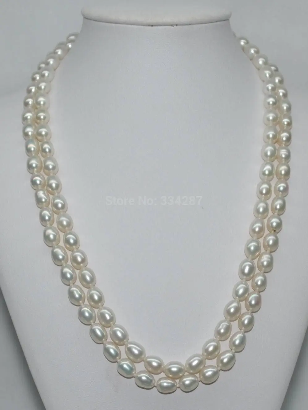 

Gorgeous Natural Rainbow white 6-7*8mm rice cultured Pearl Necklace 51