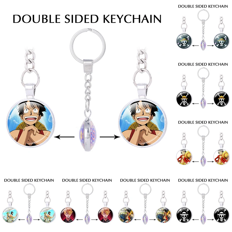 Japanese Anime Key Chain One Piece keychains Luffy Straw Hat Skull