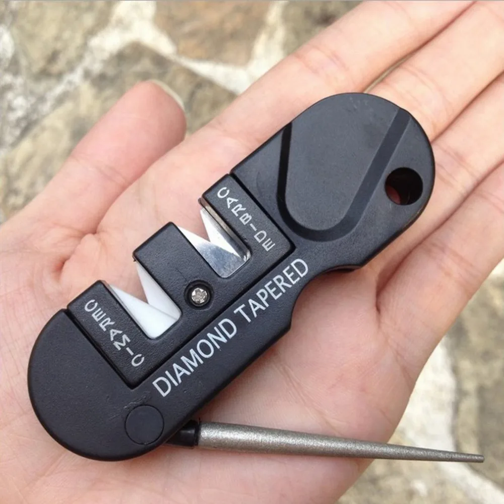 

EDC Pocket Tungsten Steel Knife Sharpener Keychain for Knife Fish Hook Finger Nail File Outdoor Camping Sharpeners Tool