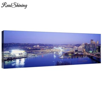 

Large Diamond Embroidery,Blue City and River Scenery 5D,Full Square Round,diamond painting DIY,paint with diamonds art FS4808