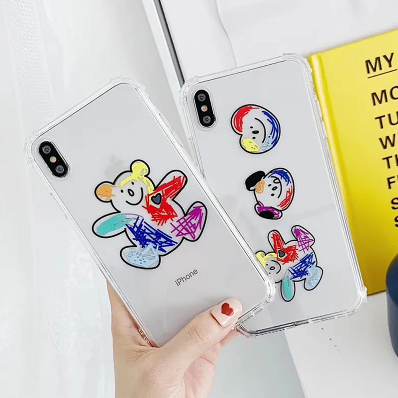 

Cute cartoon candy color bear case for iphone Xs MAX Xr X 6 6splus 7 8plus back cover transparent soft TPU phone cases Fundas