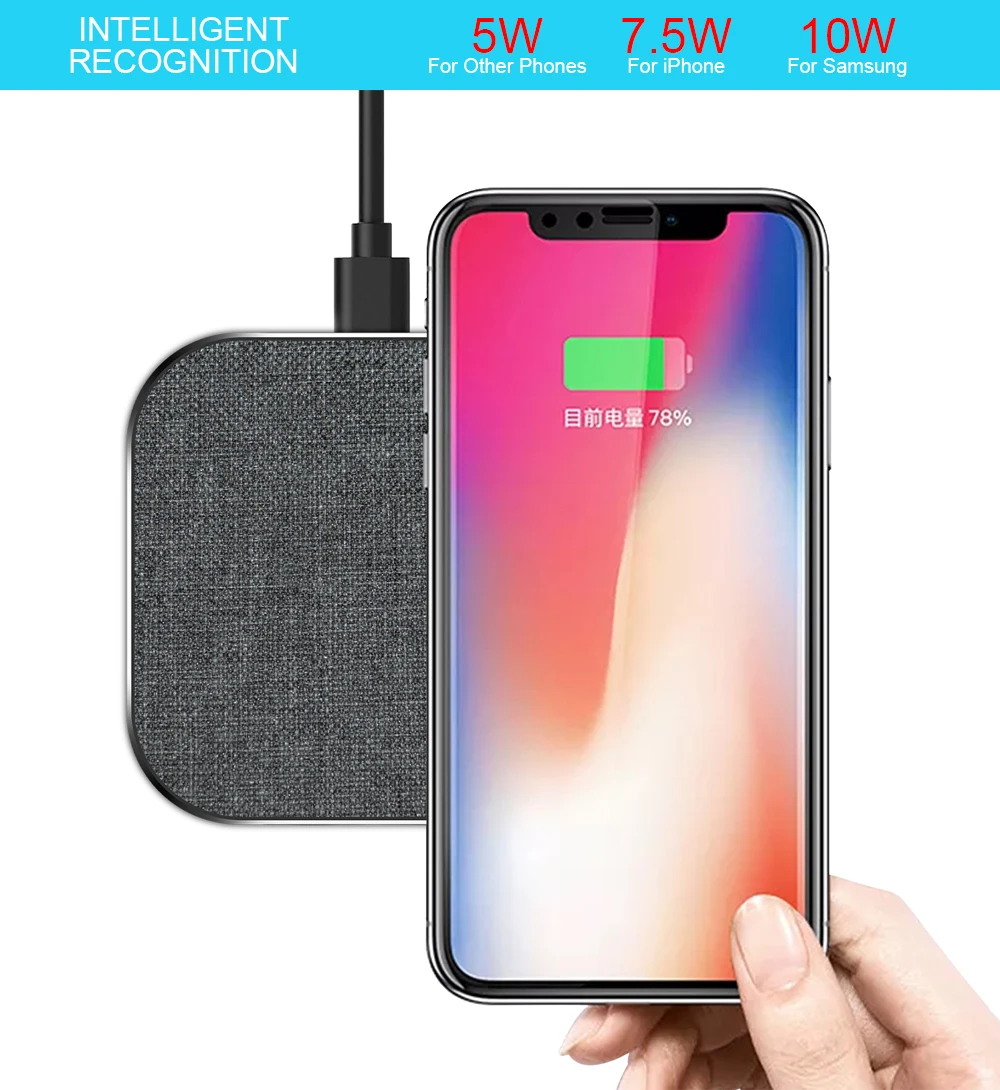 Ascromy 10W Wireless Charger QI Fast Charging Pad for iPhone Xs Max XR X 10 8 Plus 8plus Xiaomi Samsung Galaxy S9 S8 S10 Note 9 Cordless Accessories (3)