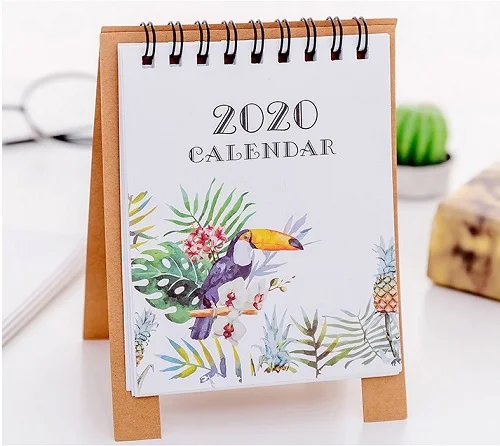 Hand Drawing Fresh Cartoon Mini Flamingo Desktop Paper Calendar dual Daily Scheduler Table Planner Yearly Agenda Organizer - Цвет: Белый