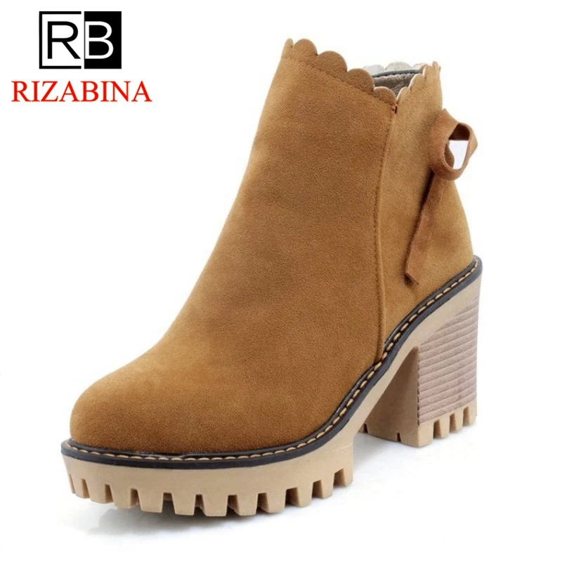 RizaBina/Размеры 33-43 женские ботильоны ботинки на толстом каблуке с круглым носком