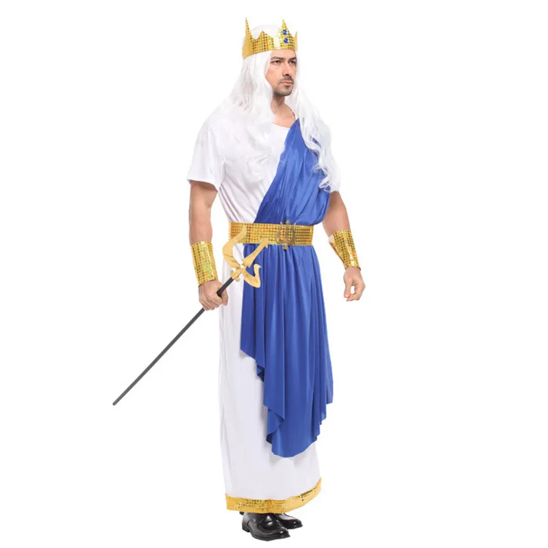 Men Greek Mythology Neptune Poseidon Cosplay Halloween The King Of All Gods Zeus Costume Carnival Masquerade Stage Play Dress Buy At The Price Of 25 79 In Aliexpress Com Imall Com
