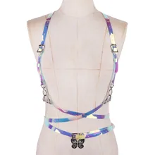 TiaoBug Женский Мужской нагрудный костюм для собаки бондаж для взрослых сексуальный панк голографический пояс Радужный унисекс эротическое женское белье ремни Пояс