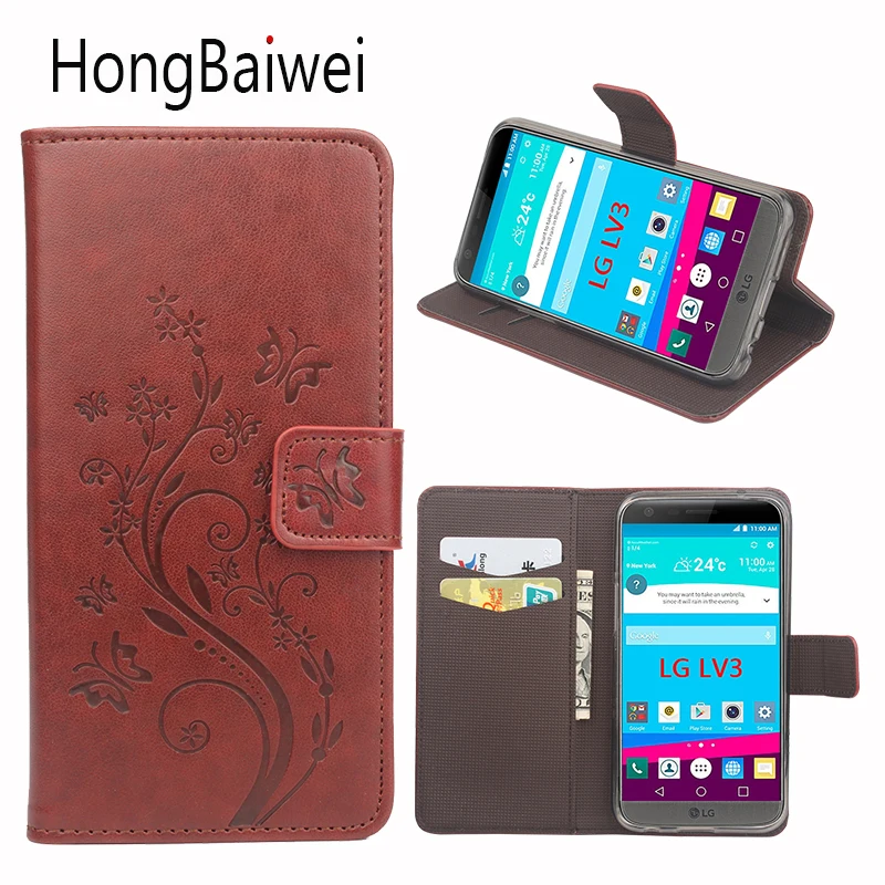 

HongBaiwei For LG LV3 Case Leather Flower Pattern Flip Luxury Wallet Phone Bag Case for LG LV3