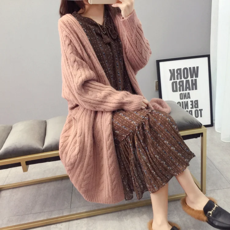 Harajuku Cardigan Women's Sweater Autumn Winter Long Cardigan Coat 2019 New Fashion Women's Clothing Twist Ladies Sweater (18)