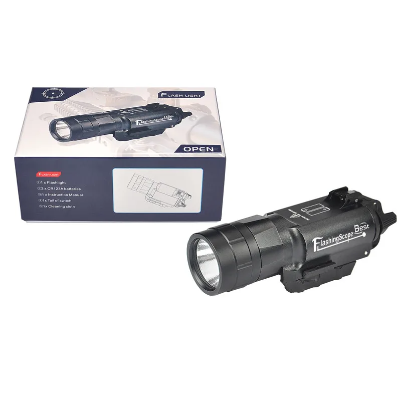 Lúmen à Prova de Intempéries Âmbito Pistola Revólver Arma Lanterna Piscando Led White Light Fit Picatinny Rail Universal 420 10 Esporte e Lazer