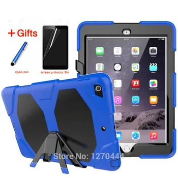 

Case for iPad 9.7 2017/2018 Silicone+PC Hybrid Rugged Stand Shockproof Water Repellent Cover for iPad 6th Generation+Film+Stylus