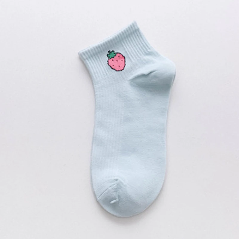 sky blue Г. Новые весенне-летние носки-башмачки с рисунком свежих фруктов белые удобные хлопковые носки для женщин и девочек, носки милые забавные, 2 пары - Цвет: sky blue