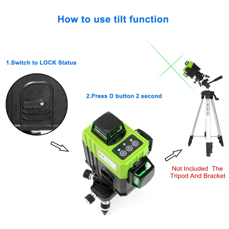 Kaitian 12 Lines 3D Laser Level 360 with Magnet Bracket Self-Leveling Horizontal&Vertical Cross Green &Red Line Can Use Receiver