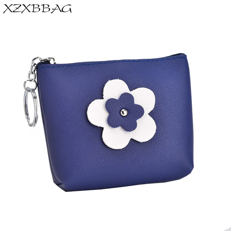 XZXBBAG Women Cute Flowers Short Coin Purse Female Zipper Small Wallet