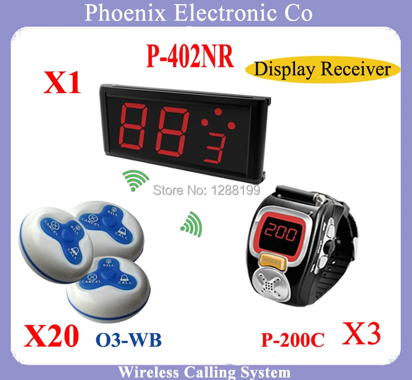 Customer Display and Pager Watch And Waitress Bell Button For Restaurant Queue Wireless Calling System