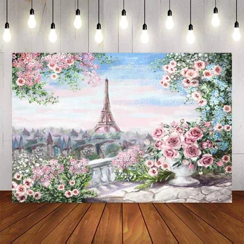 

NeoBack Photography Backdrop Eiffel Tower Flower Trees Newborn Photo Backdrop Decor Photocall Backdrop Photo Studio Banner