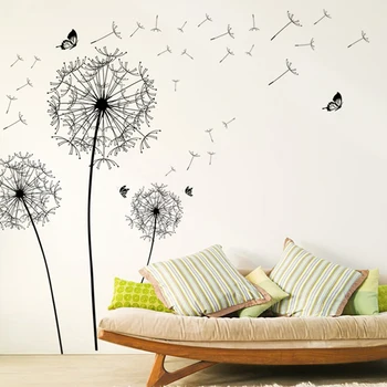 

3D dandelion flower wall stickers home decoration living room bedroom furniture art decals butterfly murals