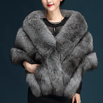 

Fall Winter Imitating Fox Fur Shawls High Quality Warm 6 Color Poncho Scarf Pure Color Luxury Temperament Noble Plush Ponchos