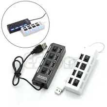 4 Port USB 2 0 High Speed Hub ON OFF Indicator Led Sharing Switch For Office