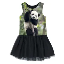 Новое летнее платье Одежда для девочек Модное детское платье без рукавов с рисунком панды, скалолазания, дерева детская одежда платье для детей от 2 до 10 лет