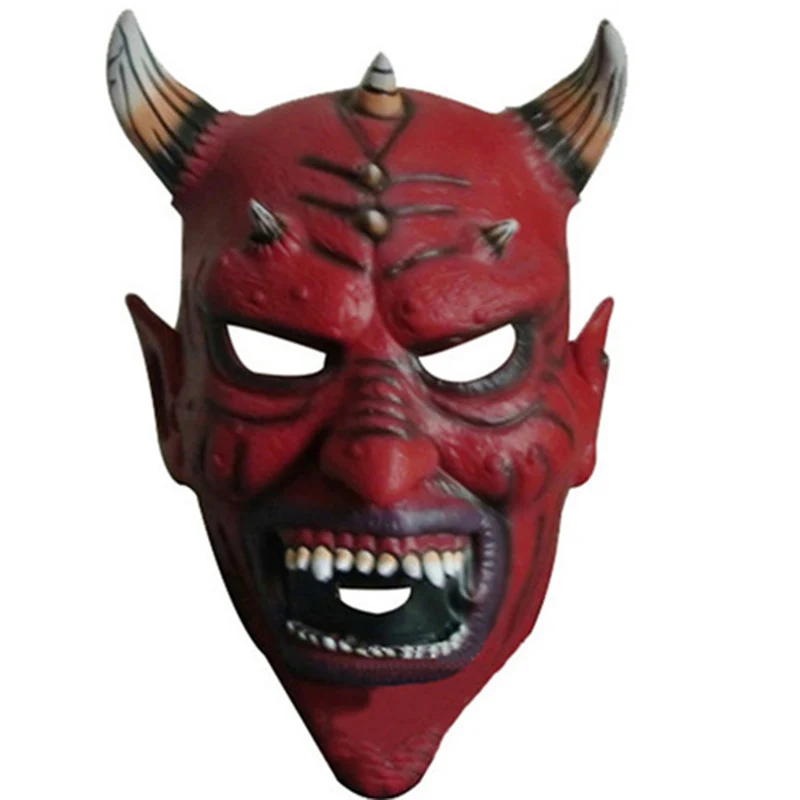 

Scary Latex Halloween Devil Horn Skeleton Hood Face Mask Horror Ghost Full Face Mask Cosplay Carnival Fancy Costume Party Props
