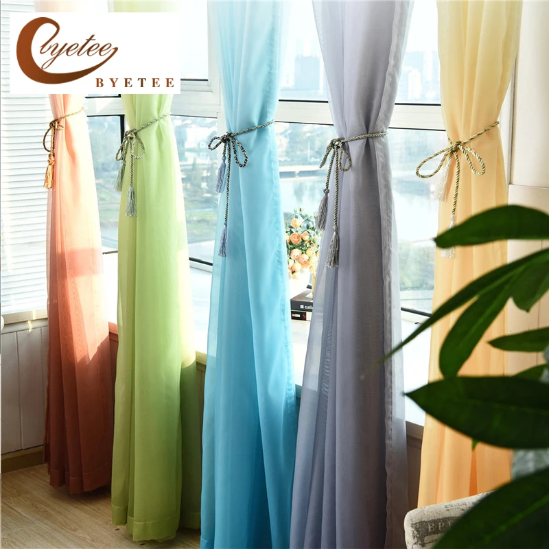 

Modern Gradient Tulle Curtains Bedroom Gauze Yarn Window Curtain Living Room Kitchen Door Curtains Fashion Drapes