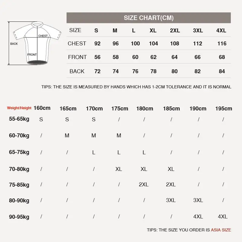size-chart-cycling-jersey