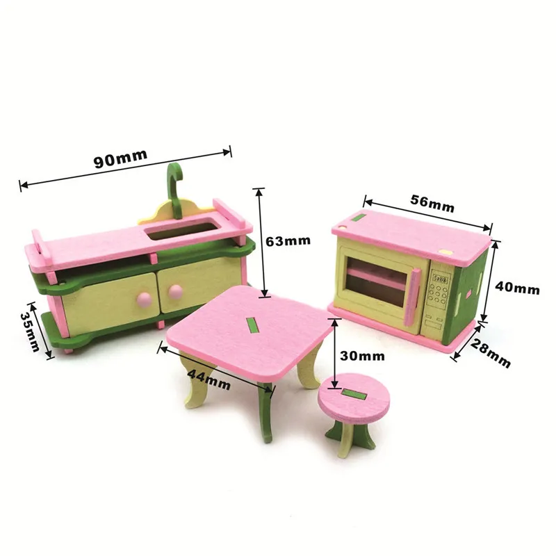 ABWE Best Sale 1 set Baby Wooden Dollhouse Furniture Dolls House Miniature Child Play Toys Gifts #7