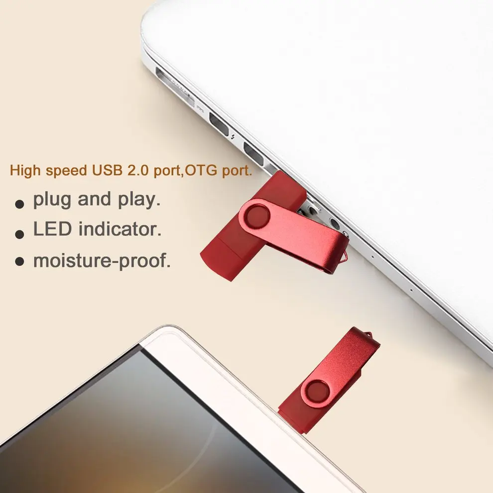 

5pcs 32G OTG USB Flash Drive Memory Stick Aluminum Alloy Red Color USB Pen Drives U Disk for Android Smartphone Computer PC