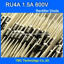 100 шт./лот RU4A 1.5A/600 V Быстрый восстановительный выпрямляющий диод