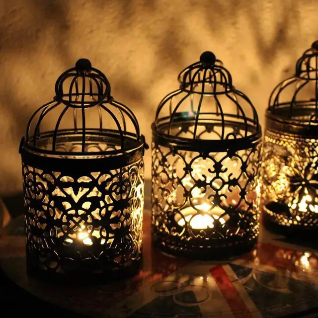 Best Offers Vintage Hollow Candle Holder Candlestick Lantern Hanging Table Home Decoration 