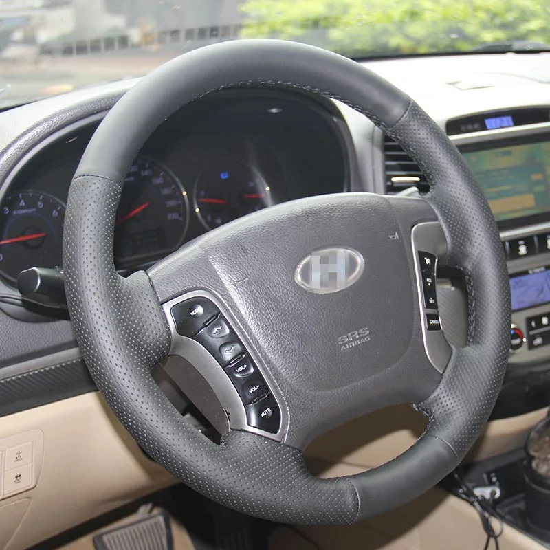 

Новый Противоскользящий черный кожаный чехол на руль для Hyundai Santa Fe 2012