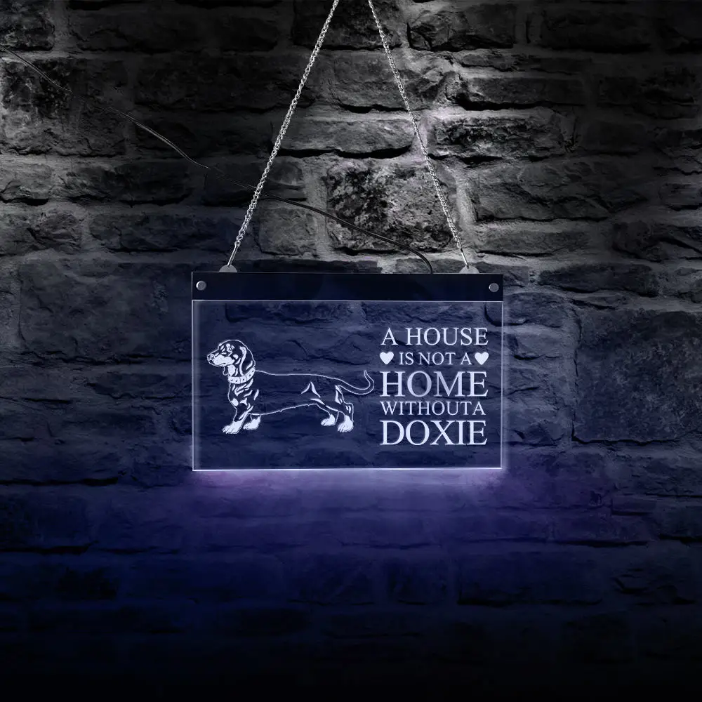 

Dachshund Dog LED Neon Sign A House Is Not A Home Without A Doxie Pet Shop Lighted Display Board Motivational Quote Home Decor