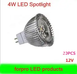 Бесплатная Доставка 20 шт. высокой мощности MR16 4 Вт 12 В лампы светодиодные светильники светодиодные лампы Теплый Холодный белый