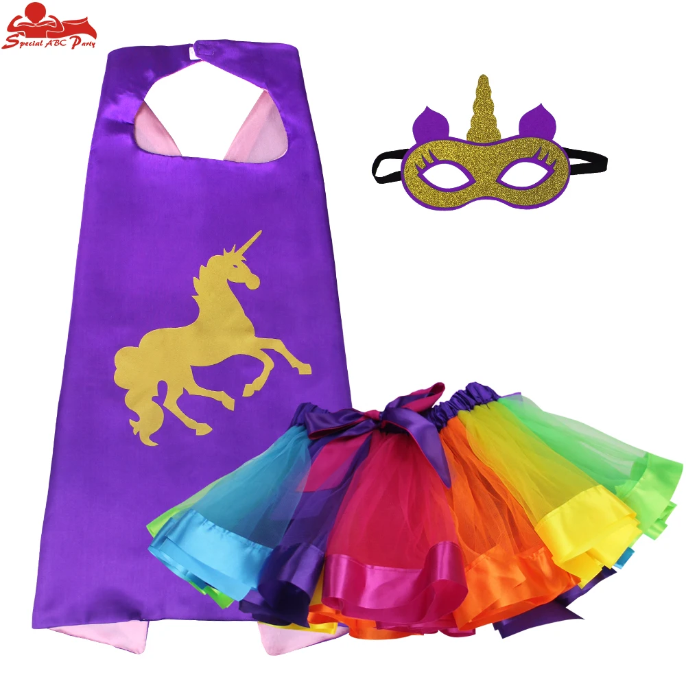 SPECIAL L 27* Unicorn girls ballet costumes cape mask tutu skirt