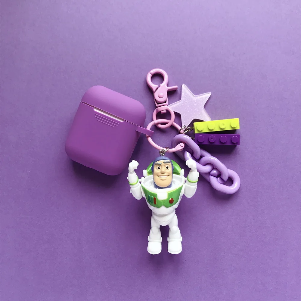 Toy Story's Woody Buzz Lightyear Protective Silicone Bluetooth Wireless Earphone Cover For Apple Airpods 1 2 Case With Keychain
