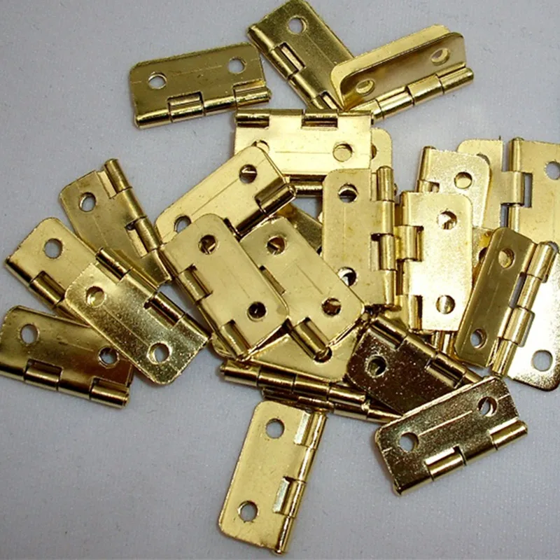 Yellow-Metal-Cabinet-Door-Luggage-Mini-Hinge-4-Holes-Decor-Furniture-Decoration-Antique-Vintage-Old-Style
