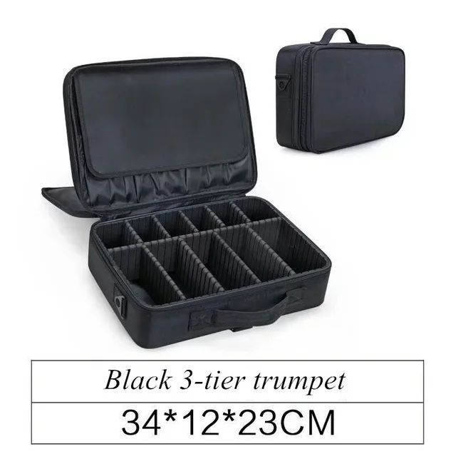 3-layer style black Профессиональный пустой органайзер для макияжа из искусственной кожи Bolso Mujer, косметический чехол для путешествий, сумка для хранения, чехол для костюма, Прямая поставка, fornecedores - Цвет: 3-layer style black