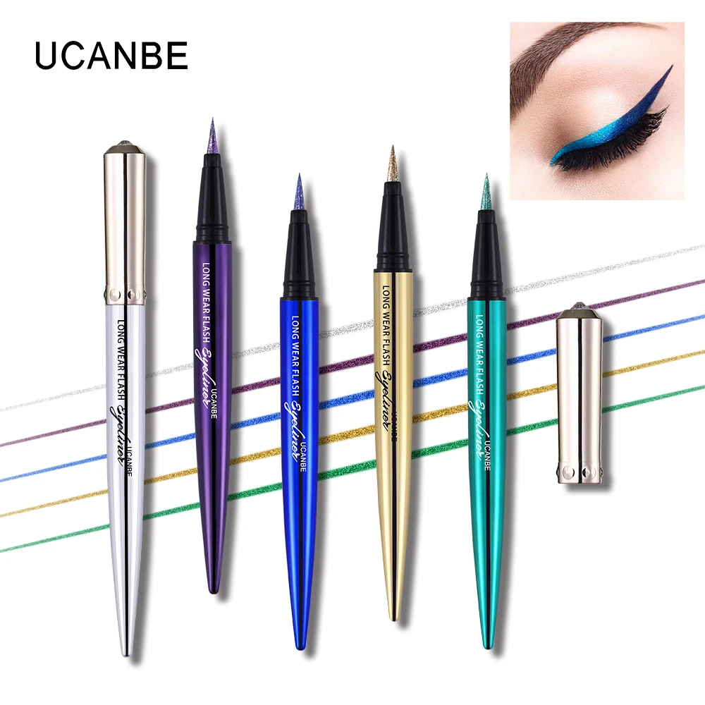 

UCANBE Diamond Glitter Eyeliner Pencil Long Wear Flash Eye Liner & Shadow Makeup Kits Silky Smudge-proof Eyeliner Gold Shimmer