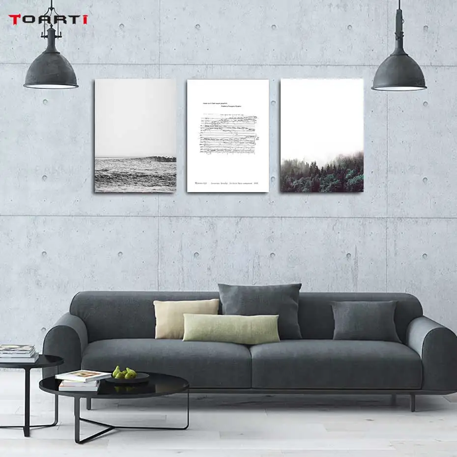 Nordic Natural  Landscape Prints Posters Forest Ocean Sea Canvas Painting  Minimalist Music Note Wall Art Pictures Home Decor (2)