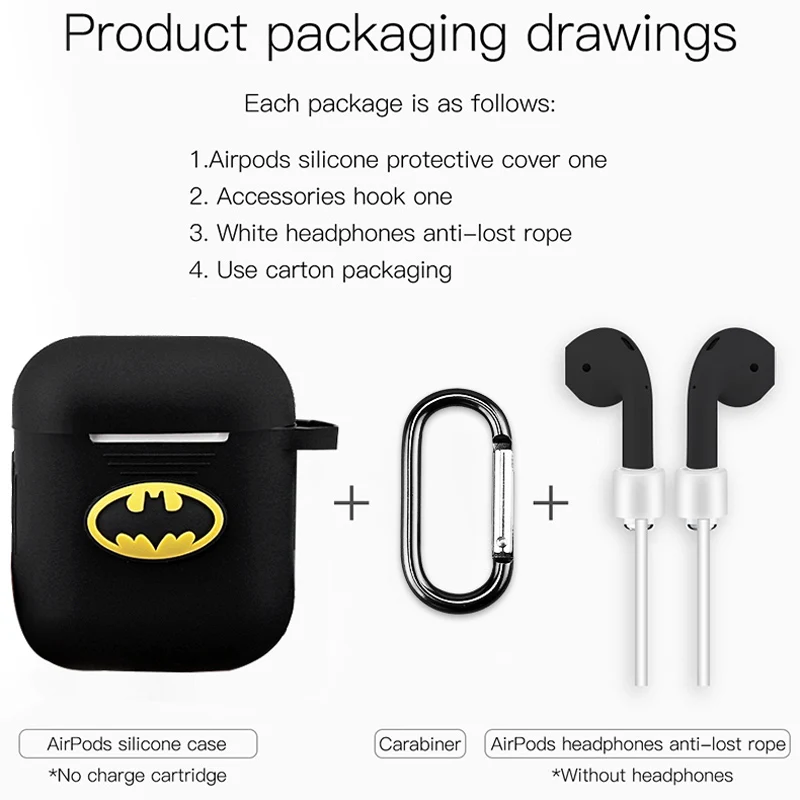 Soft Silicone Case For Apple Airpods 1 2 / i9S/i10/i10s/i10 max/i11/i12/i13 Tws Shockproof Cover Batman AirPods Earphone Cases