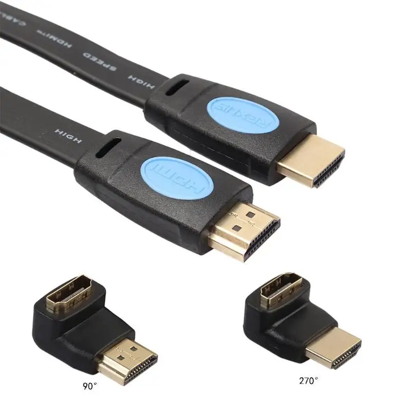 

with 90/270 Degree Adapter 3m/5m/10m Male to Male HDMI Extension Cable Video Audio Cord High Speed HD 4K x 2K Flat HDMI Cable