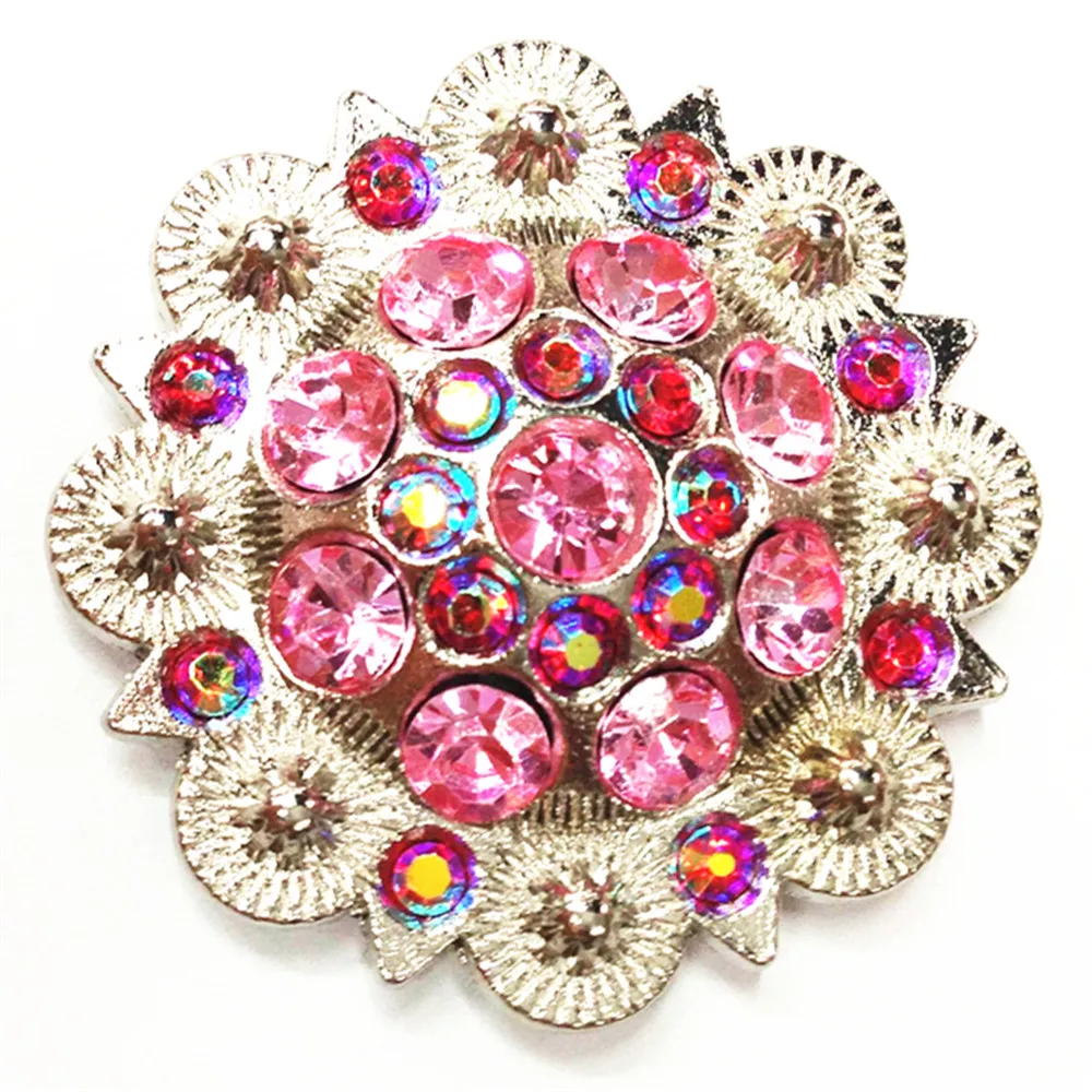 Carft Item Western Concho with Screw Metal Flower Rhinestone Concho for Belt