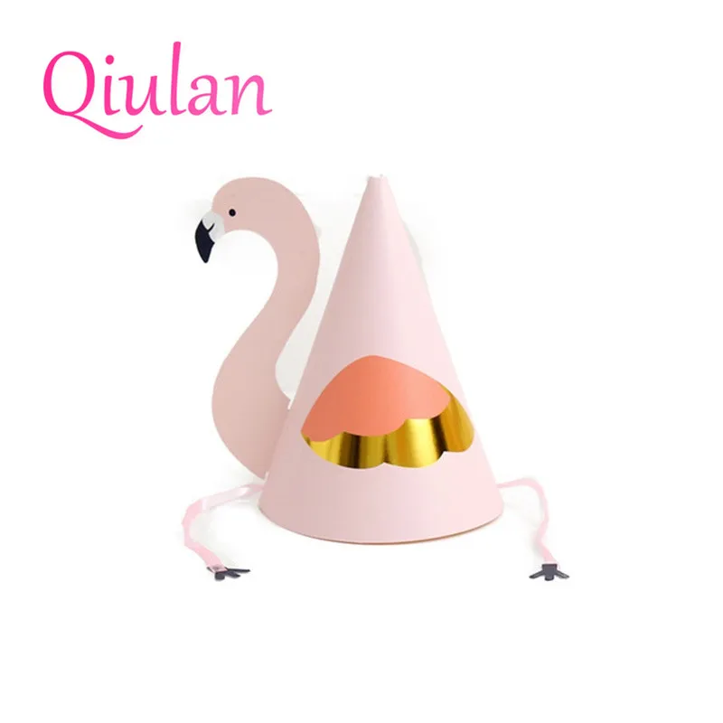 2pcs Flamingo Theme Mini Paper Caps Birthday Party for kids  Baby Shower Party Hats Boy Girl First Travel photo decoration 7D (11)