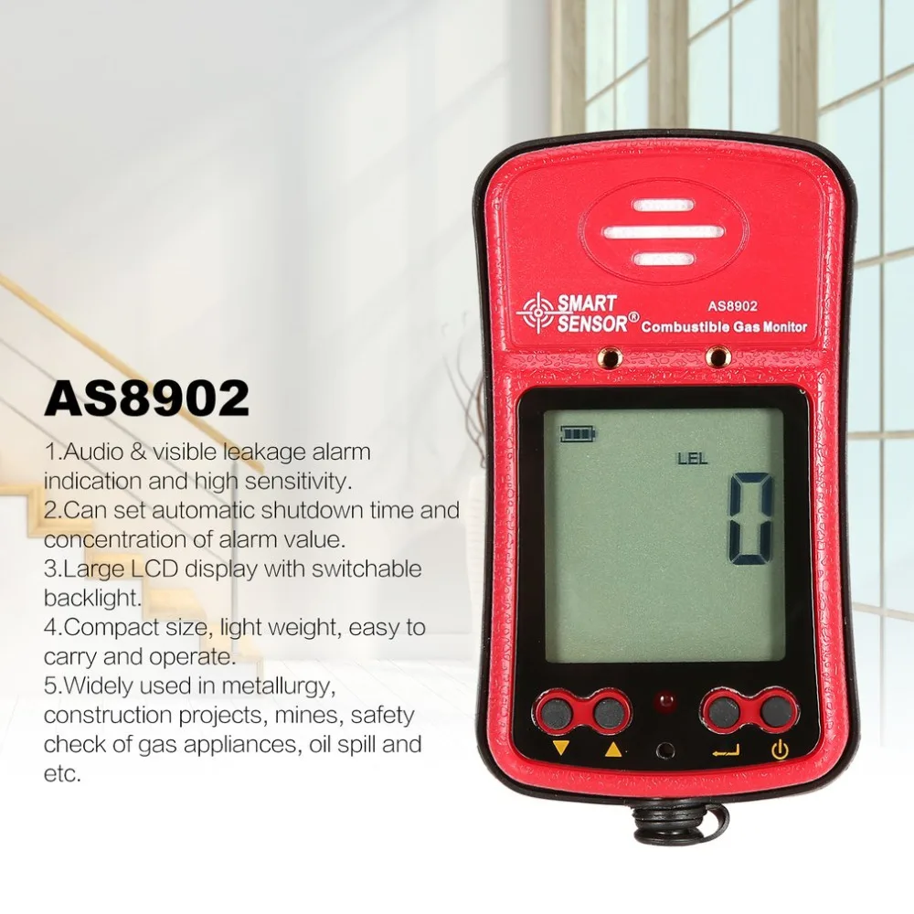 

Smart Senor AS8902 Combustible gas monitor Natural Gas Coal Gas Methane Toxic Gas detector Air Quality Monitor