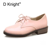 D Knight/брендовые весенние женские туфли на платформе женские башмаки из лакированной кожи на плоской подошве со шнуровкой женские туфли-оксфорды на плоской подошве для женщин