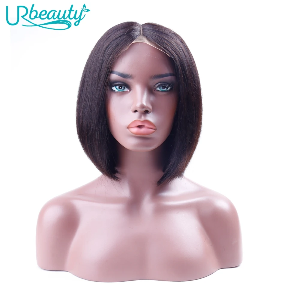 

ur beauty Lace Front Human Hair Wigs short bob wig with Baby Hair 4x4 Straight Closure Wig Brazilian Remy Hair 180% Density