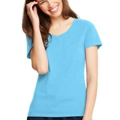 Hanes 78715954437 42V0 Womens X Temp V Neck T Shirt Blue - Large (1)