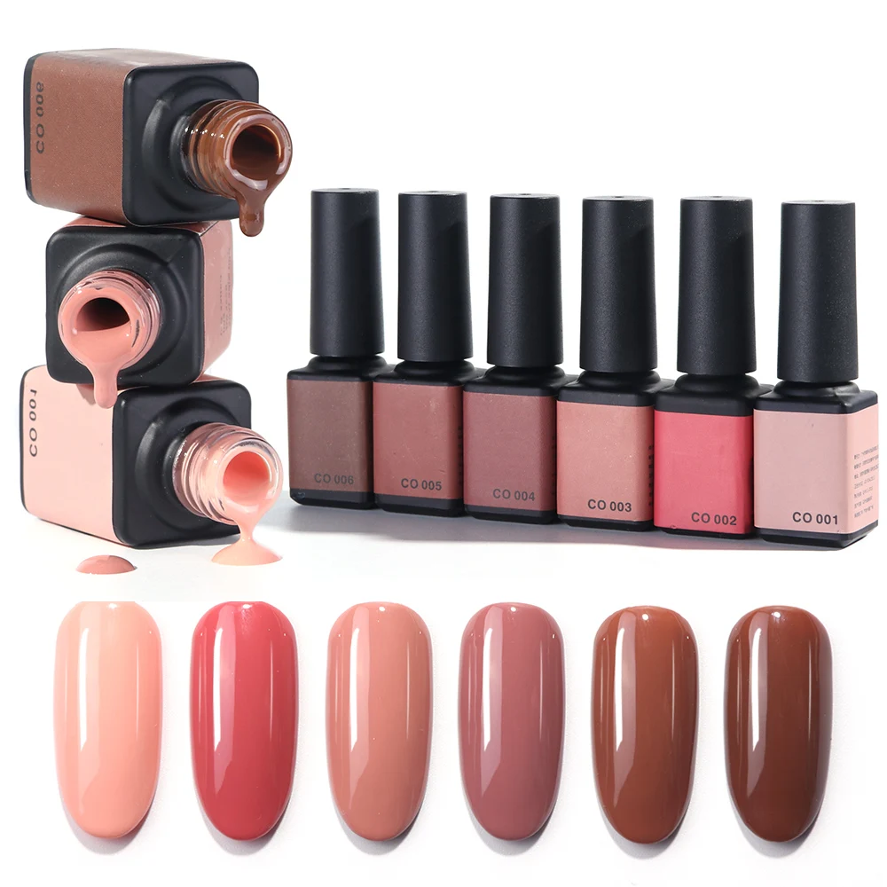 

UV Gel Polish 6 Coffee Pure Colors Nail Art All For Manicure Set Semi Permanent Soak Off Gel Nail Polish Lacquer JICO01-06-1