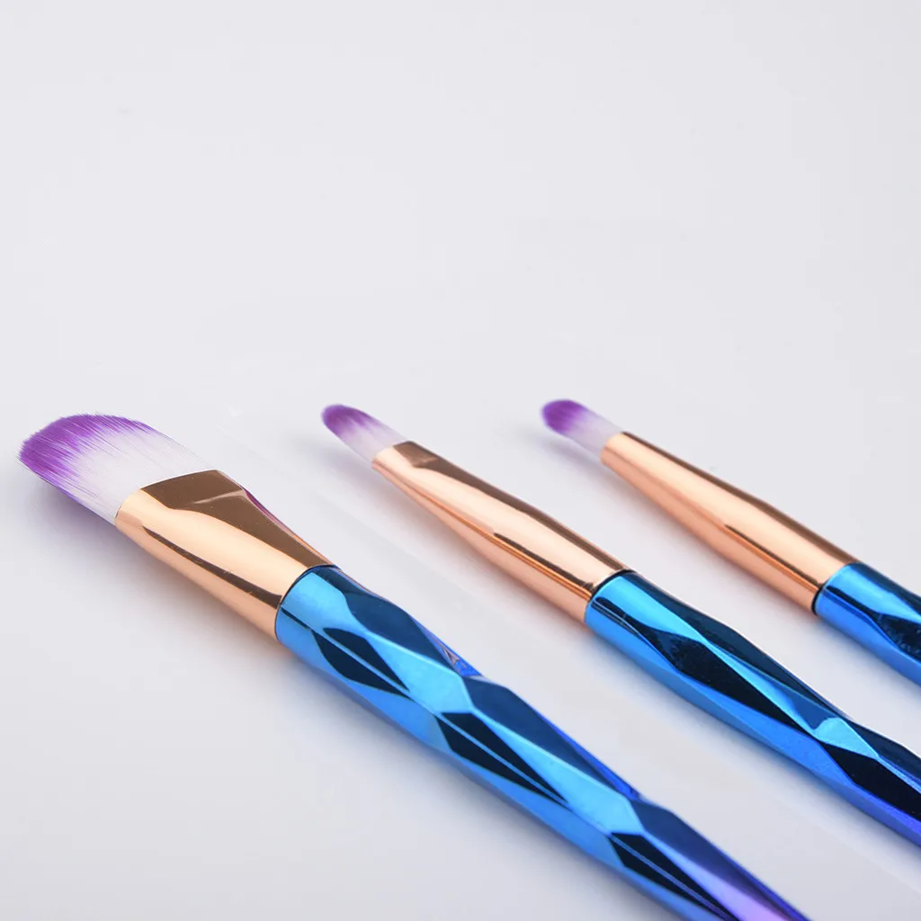 3 шт. набор кистей для макияжа консилер для глаз тонкие волосы синяя Алмазная ручка макияж кисть-карандаш Maquiagem портативный набор кистей для